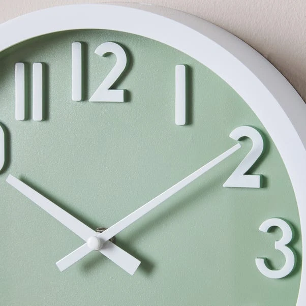 Dunelm 3D Numbers 25cm Wall Clock Sage 2 Dunelm 3D Numbers 25cm Wall Clock Sage - Image 2