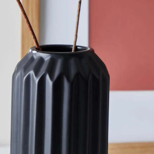 Dunelm Fluted Vase 14cm Black 2 Dunelm Fluted Vase 14cm Black - Image 2