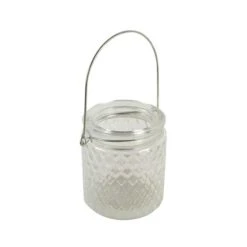 Dunelm Clear Ribbed Glass Tea Light Holder