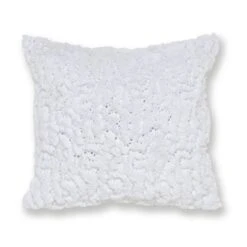 Dunelm Faux Fur White Sequin Cushion