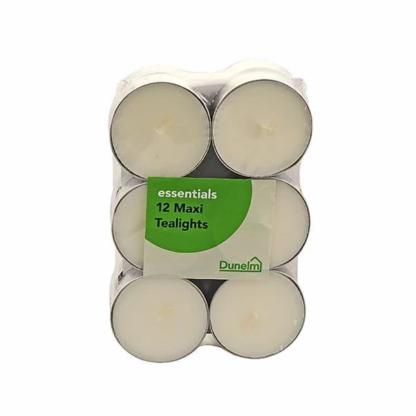 Dunelm Essentials Pack Of 12 Unscented Maxi Tealights 1 Dunelm Essentials Pack Of 12 Unscented Maxi Tealights