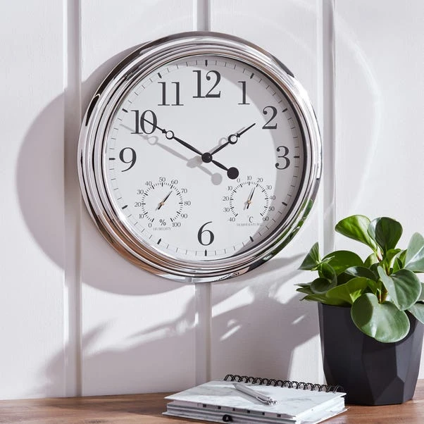 Dunelm Barometer 41cm Wall Clock Silver 1 Dunelm Barometer 41cm Wall Clock Silver