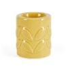 Dunelm Ochre Leaf Pattern Ceramic Tealight Holder