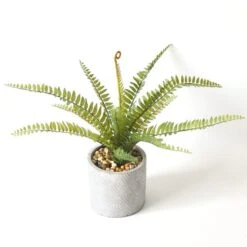 Dunelm Artificial Fern Green In Zig Zag Pot 40cm