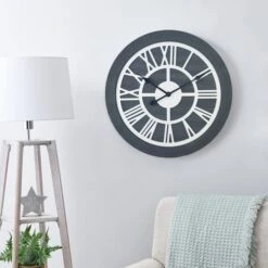 Dunelm Wooden 60cm Wall Clock Grey