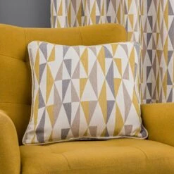 Dunelm Triangle Chenille Jacquard Ochre Cushion