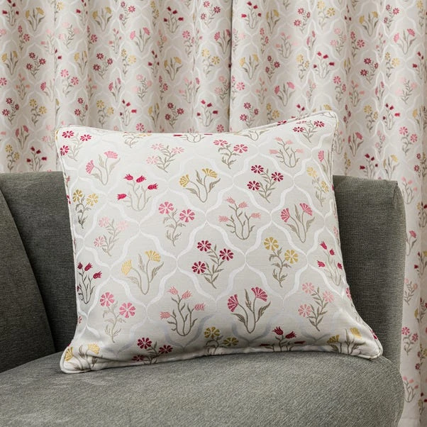 Luxury Collection Fleur Floral Jacquard Pink Cushion 1 Luxury Collection Fleur Floral Jacquard Pink Cushion
