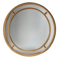 Cedar & Sage Mansfield Round Wall Mirror, Gold 90cm