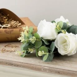 Dunelm Artificial Rose And Eucalyptus White Bundle 38cm -Decoration Store 30687453 alt03