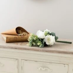 Dunelm Artificial Rose And Eucalyptus White Bundle 38cm -Decoration Store 30687453 alt05