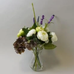 Dunelm Ranunculus Hydrangea Glass Vase Cream 26cm