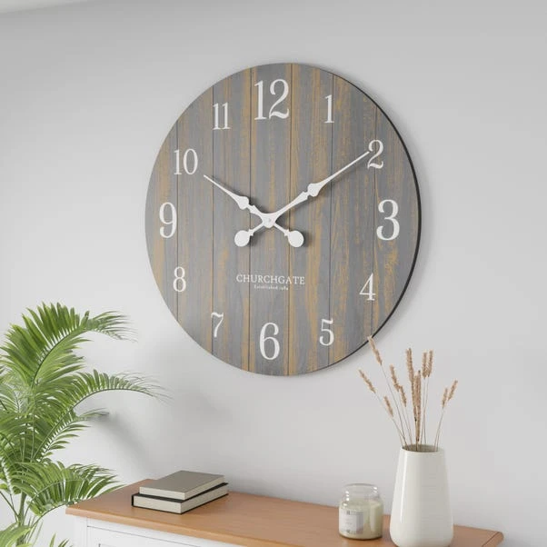 Dunelm Grey Distressed Wooden 80cm Clock 1 Dunelm Grey Distressed Wooden 80cm Clock