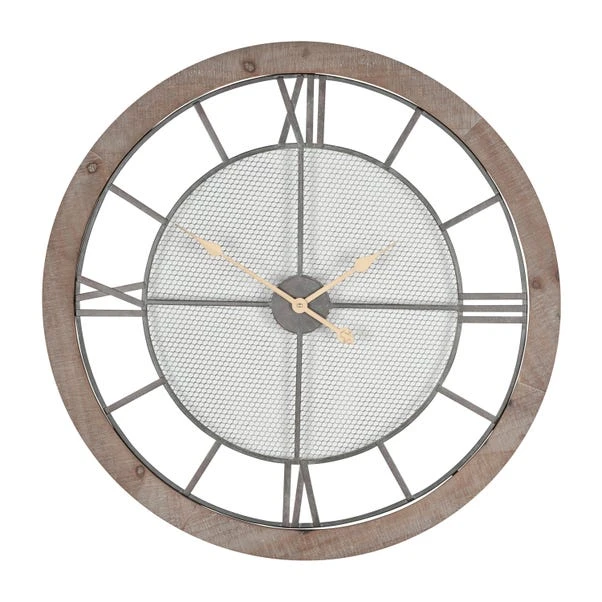 Pacific Lifestyle Natural Wood & Metal Round Wall Clock 81cm 1 Pacific Lifestyle Natural Wood & Metal Round Wall Clock 81cm