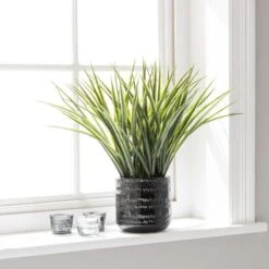 Dunelm Artificial Grass In Ceramic Pot