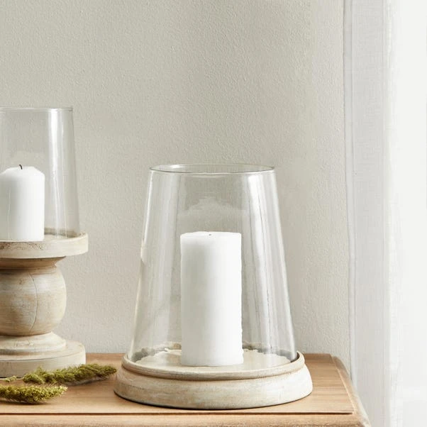 Dunelm Churchgate Wood Glass Hurricane 26cm 1 Dunelm Churchgate Wood Glass Hurricane 26cm