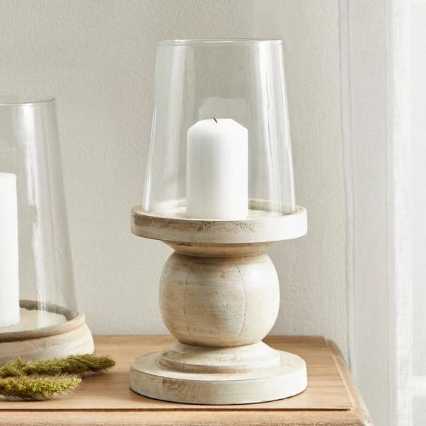 Dunelm Churchgate Wood Glass Hurricane 32cm 1 Dunelm Churchgate Wood Glass Hurricane 32cm