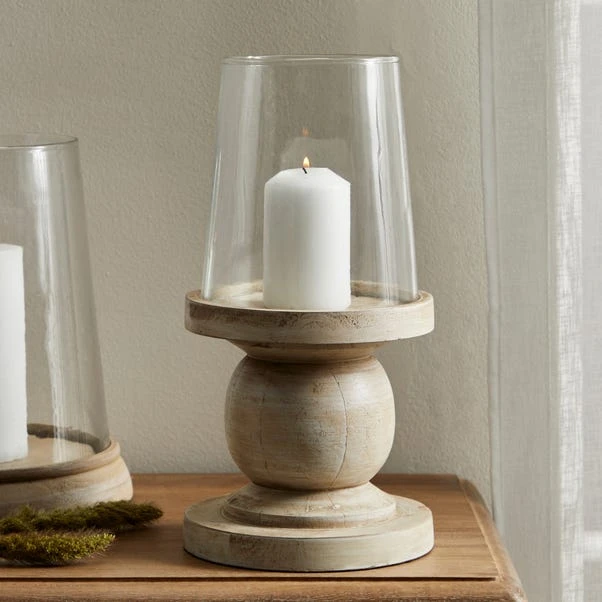 Dunelm Churchgate Wood Glass Hurricane 32cm 2 Dunelm Churchgate Wood Glass Hurricane 32cm - Image 2