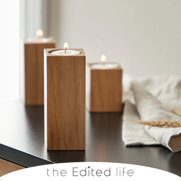 The Edited Life Ash Wood Cuboid Candle Holder 1 The Edited Life Ash Wood Cuboid Candle Holder