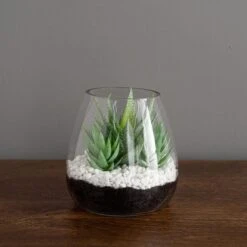 Dunelm Coastal Artificial Succulents In Glass Vase -Decoration Store 30730204 alt02