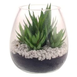 Dunelm Coastal Artificial Succulents In Glass Vase -Decoration Store 30730204 alt03