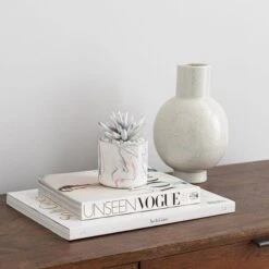 Dunelm Artificial Succulent In Pink/Grey Marble Effect Pot