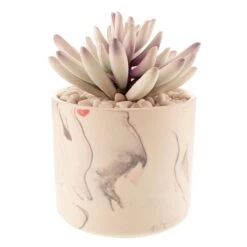 Dunelm Artificial Succulent In Pink/Grey Marble Effect Pot -Decoration Store 30730247 alt03