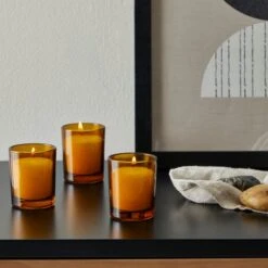 Dunelm Amber Set Of 3 Votive Candles