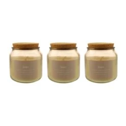 Dunelm Pack Of 3 Linen Jar Candles With Cork Lid
