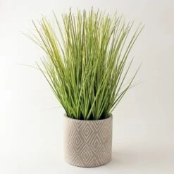 Dunelm Artificial Grass In Grey Zig Zag Pot