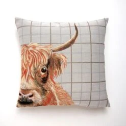 Dunelm Highland Cow Tapestry Cushion