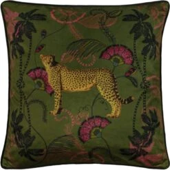 Dunelm Tropica Cheetah Cushion Khaki
