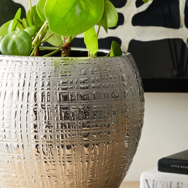 Dunelm Silver Romano Plant Pot 22cm 2 Dunelm Silver Romano Plant Pot 22cm - Image 2