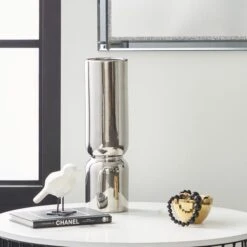 Dunelm Ceramic Curves Vase Silver 35cm