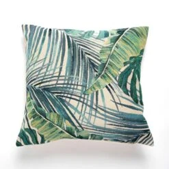 Dunelm Palm Leaf Tapestry Teal Cushion