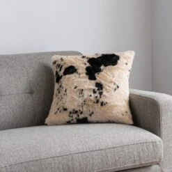 Dunelm Faux Cow Hide Black Cushion