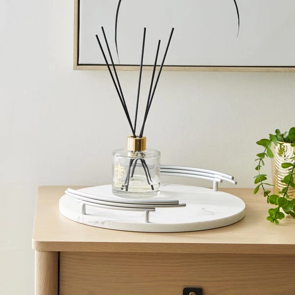 Dunelm Faux Marble Silver Circular Tray 1 Dunelm Faux Marble Silver Circular Tray