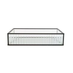 Dunelm Ribbed Glass Tray Black 26cm -Decoration Store 30755577 alt04
