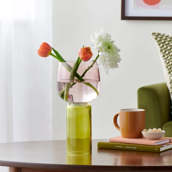 Elements Sculpt Two Tone Green Glass Vase 30cm 1 Elements Sculpt Two Tone Green Glass Vase 30cm