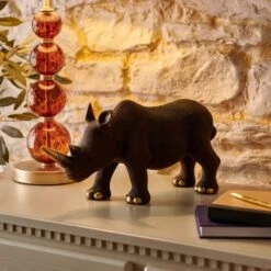 Dunelm Luxe Traveller Rhino Sculpture 36CM