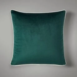 Dunelm Reversible Velour Cushion Emerald