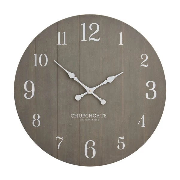 Churchgate Distressed Wooden 80cm Clock Grey 3 Churchgate Distressed Wooden 80cm Clock Grey - Image 3