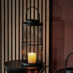 Cedar & Sage Ardingly Bamboo Lantern Black Small