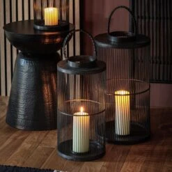 Cedar & Sage Ardingly Bamboo Lantern Black Medium