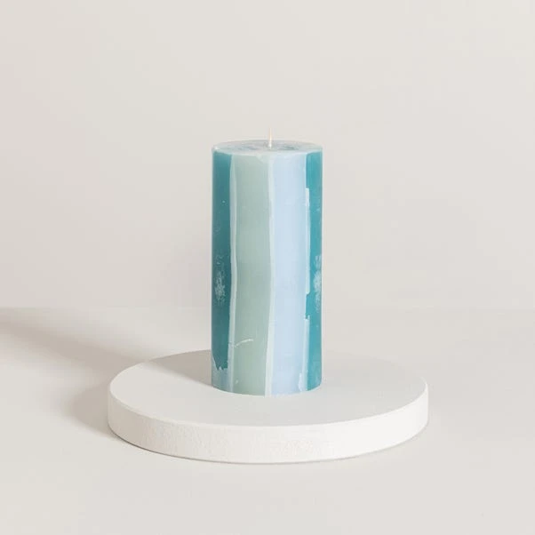 Dunelm Decorative Pillar Candle Blue 1 Dunelm Decorative Pillar Candle Blue