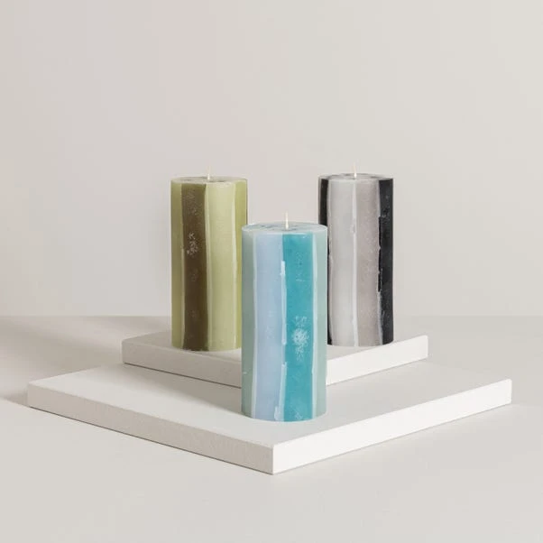 Dunelm Decorative Pillar Candle Blue 3 Dunelm Decorative Pillar Candle Blue - Image 3