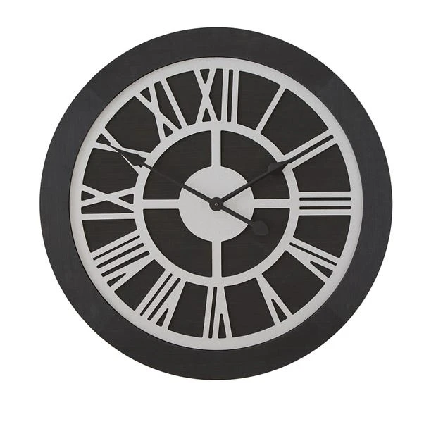 Dunelm Wooden Clock Black Silver 60cm 3 Dunelm Wooden Clock Black Silver 60cm - Image 3