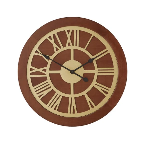 Dunelm Wooden Clock Walnut Gold 60cm 3 Dunelm Wooden Clock Walnut Gold 60cm - Image 3