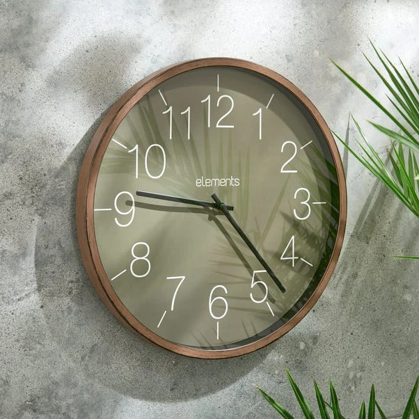Indoor Outdoor Elements Olive Walnut Clock 41cm 1 Indoor Outdoor Elements Olive Walnut Clock 41cm