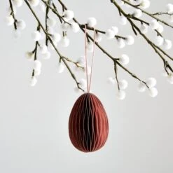 Dunelm Pink Paper Honeycomb Easter Egg Hanging Decoration