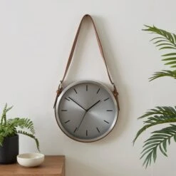 Dunelm Silver Metal Hanging Clock 30cm